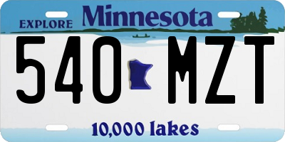 MN license plate 540MZT