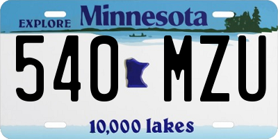 MN license plate 540MZU
