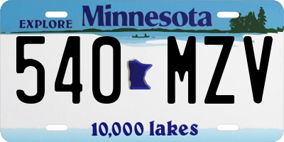 MN license plate 540MZV