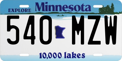 MN license plate 540MZW