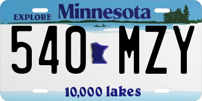 MN license plate 540MZY