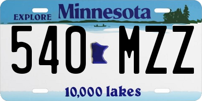 MN license plate 540MZZ