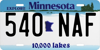 MN license plate 540NAF