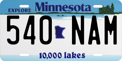 MN license plate 540NAM