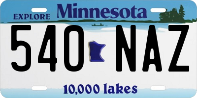 MN license plate 540NAZ