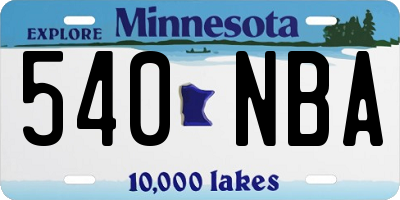 MN license plate 540NBA