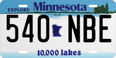 MN license plate 540NBE