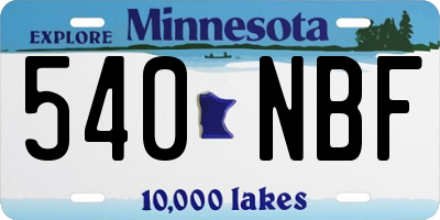 MN license plate 540NBF