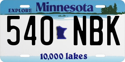 MN license plate 540NBK