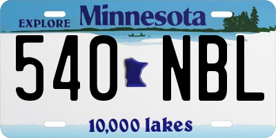 MN license plate 540NBL