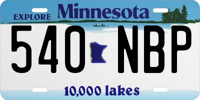 MN license plate 540NBP