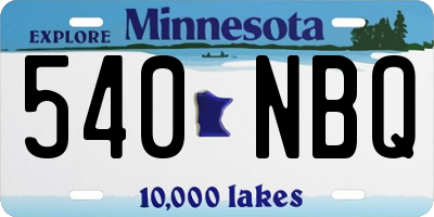 MN license plate 540NBQ
