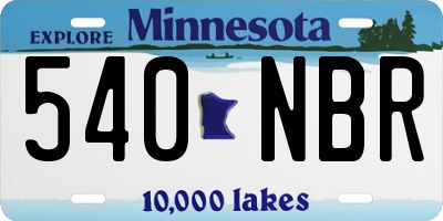 MN license plate 540NBR