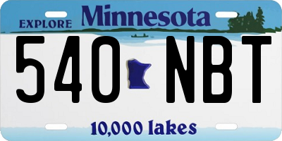 MN license plate 540NBT