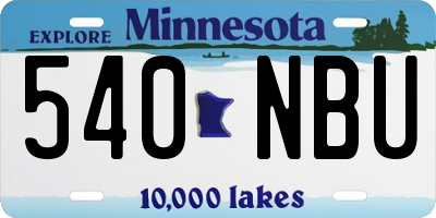 MN license plate 540NBU
