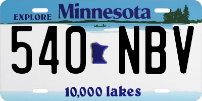 MN license plate 540NBV