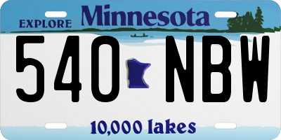 MN license plate 540NBW