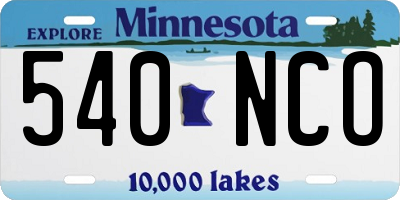 MN license plate 540NCO
