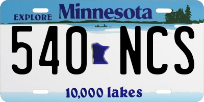 MN license plate 540NCS