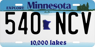 MN license plate 540NCV