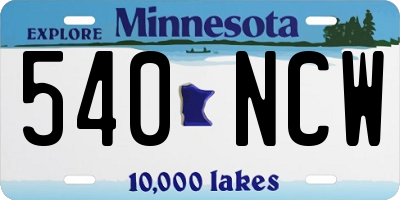 MN license plate 540NCW