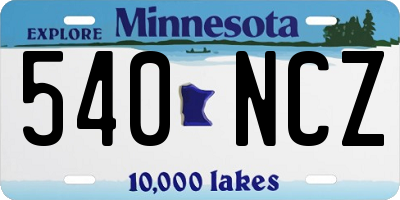 MN license plate 540NCZ