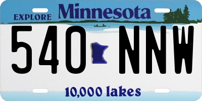 MN license plate 540NNW