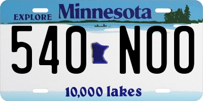 MN license plate 540NOO