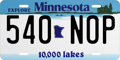 MN license plate 540NOP