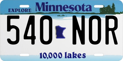 MN license plate 540NOR