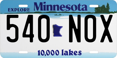 MN license plate 540NOX