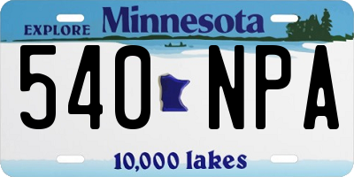 MN license plate 540NPA