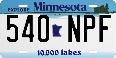 MN license plate 540NPF