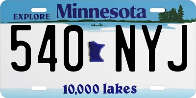 MN license plate 540NYJ