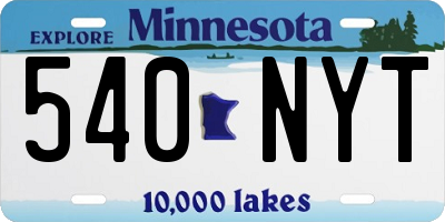 MN license plate 540NYT