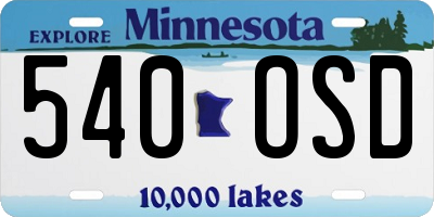 MN license plate 540OSD