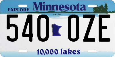 MN license plate 540OZE