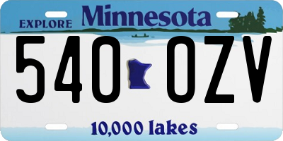 MN license plate 540OZV