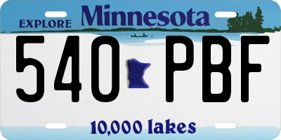 MN license plate 540PBF