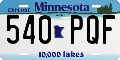 MN license plate 540PQF