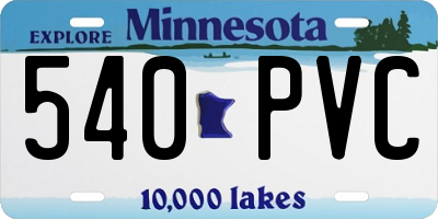 MN license plate 540PVC