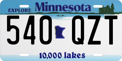MN license plate 540QZT