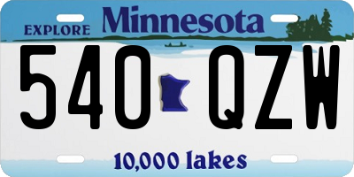 MN license plate 540QZW