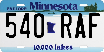 MN license plate 540RAF