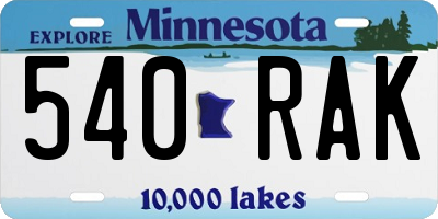 MN license plate 540RAK