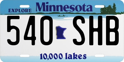 MN license plate 540SHB