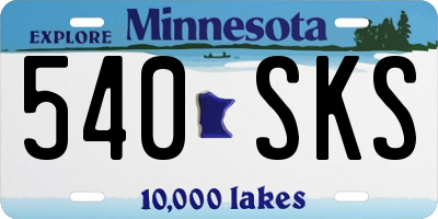 MN license plate 540SKS