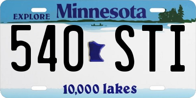 MN license plate 540STI