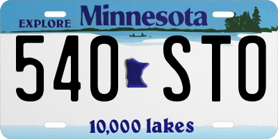 MN license plate 540STO