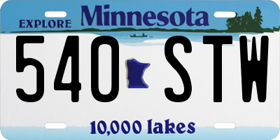 MN license plate 540STW